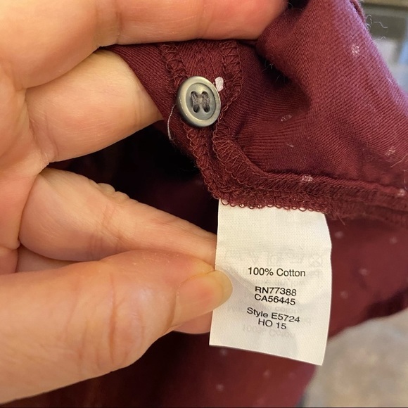 MADEWELL Women Burgundy Polka Dot 1/2 Buttoned Top Size Small - Picture 6 of 9